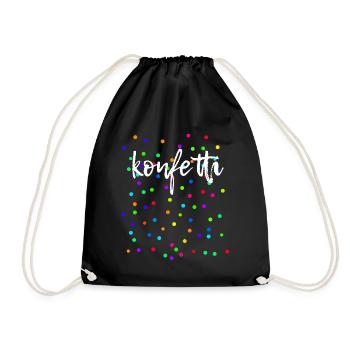 Konfetti Fasching Karneval Bunt - Turnbeutel - Schwarz - Vorne