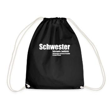 cool sister siblings best gift - Drawstring Bag - black - Front