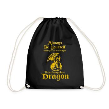 Dragon Dragon Dragon mythical creature fire gift - Drawstring Bag - black - Front