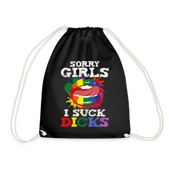 Gay Gay Saying Homo I Suck Dicks Provocative Mouth - Drawstring Bag - black - Front
