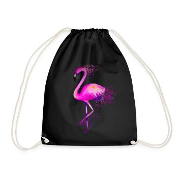 Flamingo bird pink colorful bird colorful gift - Drawstring Bag - black - Front
