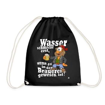 Wasser schmeckt! Bier Mallorca Shirt - Turnbeutel - Schwarz - Vorne