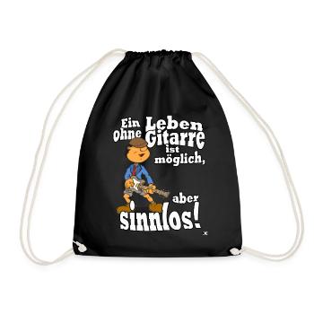 Life without guitar ! Shirt for Musicians & Festival - Drawstring Bag - black - Front