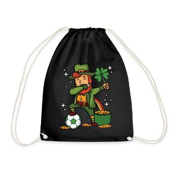 Dabbing Fußball Leprechaun - Turnbeutel - Schwarz - Vorne