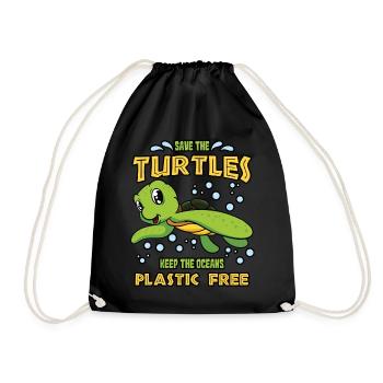 Save the turtles - Drawstring Bag - black - Front