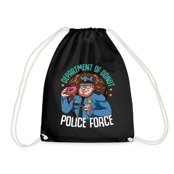 Donuts Polizei Polizist Zuckerguss Candy Geschenk - Turnbeutel - Schwarz - Vorne
