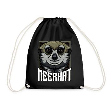 Meerkat Face Animal Lover Animal Love Gift - Drawstring Bag - black - Front