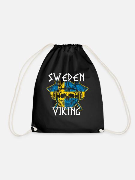 Sweden Sverige Viking flag Scandinavia - Drawstring Bag - black