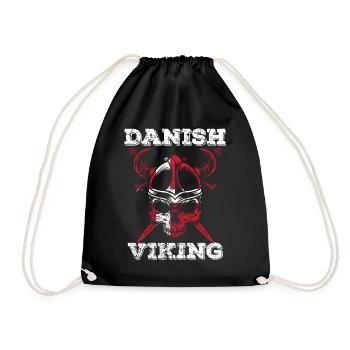 Denmark Flag Skull Skull Viking - Drawstring Bag - black - Front