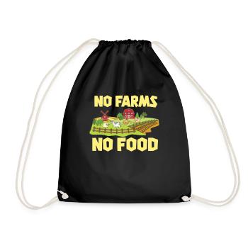 No Farms No Food - Farmer Farmer Gift - Drawstring Bag - black - Front