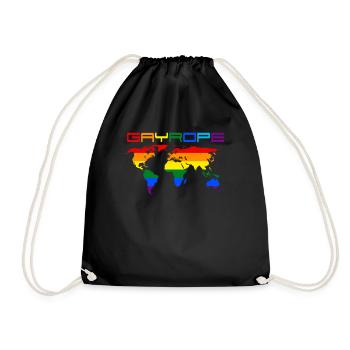 Gayrope - Europa, Welt, Gay, Schwul, Love Parade - Turnbeutel - Schwarz - Vorne