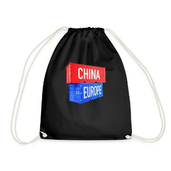 Europa und China Container - Euro, EU, Welt - Turnbeutel - Schwarz - Vorne