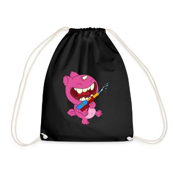 Coole Wasserpistole und Monster für den Sommer - Turnbeutel - Schwarz - Vorne
