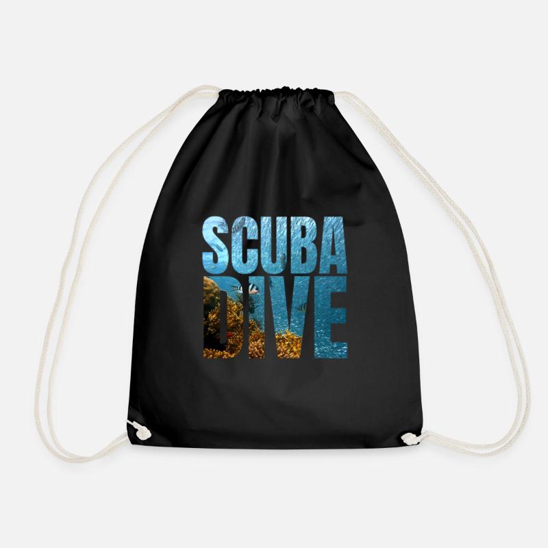 Scuba dive diving holiday gift idea coral - Drawstring Bag - black