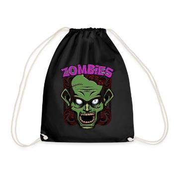 Zombie Gesicht Zombies Untote Horror Geschenkidee - Turnbeutel - Schwarz - Vorne