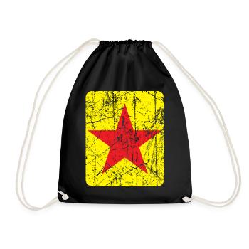 Red star on a yellow background and vintage effect - Drawstring Bag - black - Front