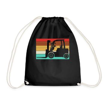fork-lift truck - Drawstring Bag - black - Front