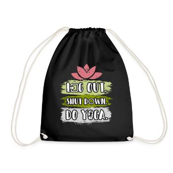 Logout Shutdown Do Yoga - Drawstring Bag - black - Front
