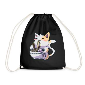 Anime Ramen Kawaii japanische Nudeln - Turnbeutel - Schwarz - Vorne