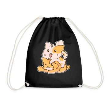 Kawaii Anime Japan Japanische Katze Niedlich - Turnbeutel - Schwarz - Vorne