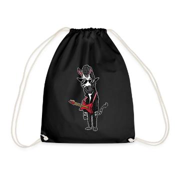 Zebra Rocker Gift - Drawstring Bag - black - Front