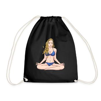 Meditation sexy Girl in Bikini OM - Drawstring Bag - black - Front