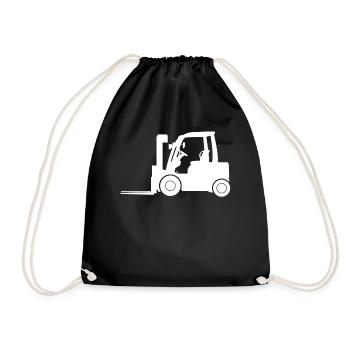 fork-lift truck - Drawstring Bag - black - Front