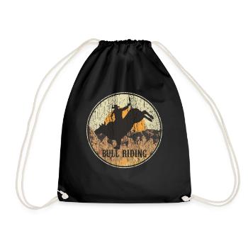 Bull riding - Drawstring Bag - black - Front