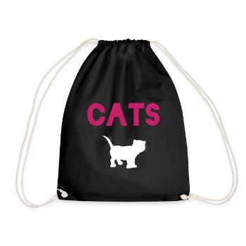 Geschenkidee für Katzenliebhaberin - Turnbeutel - Schwarz - Vorne