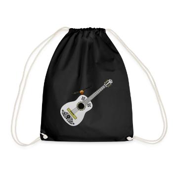 Coole Stillvolle weiße Gitarre Geschenkidee - Turnbeutel - Schwarz - Vorne