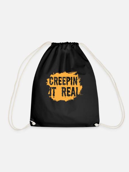 Creepin it real - Halloween design - Drawstring Bag - black