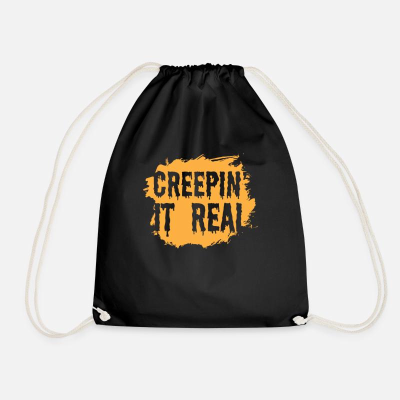 Creepin it real - Halloween design - Drawstring Bag - black