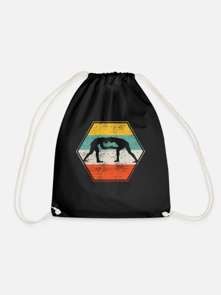Wrestling Wrestler Grappling - Drawstring Bag - black