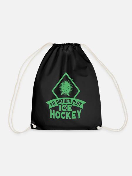 Ice Hockey Ice Hockey Ice Hockey Ice Hockey - Drawstring Bag - black