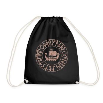 Spirit Ship Vikings Futhark Runes Mythology - Drawstring Bag - black - Front