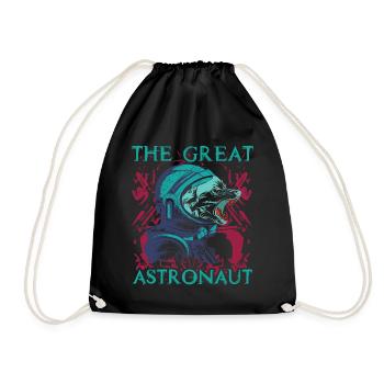 Wolf Astronomie cooles Geschenk - Turnbeutel - Schwarz - Vorne