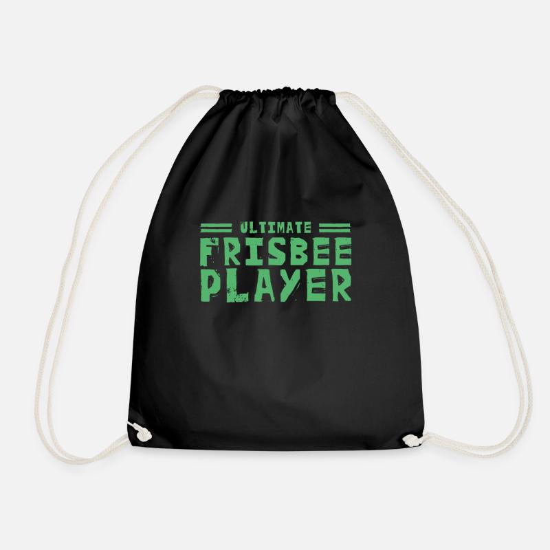 Frisbee Throw Frisbee Game - Drawstring Bag - black