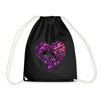 Dolphin heart - Drawstring Bag - black - Front