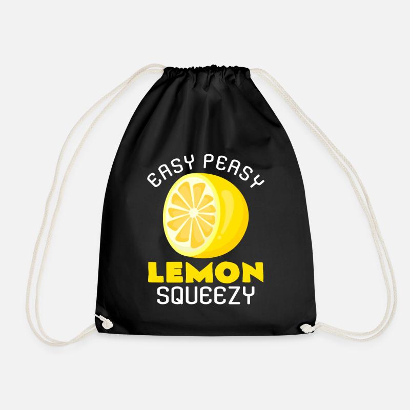 lemon - Drawstring Bag - black