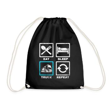 Eat Sleep Truck Repeat Trucker LKW Fahrer Geschenk - Turnbeutel - Schwarz - Vorne