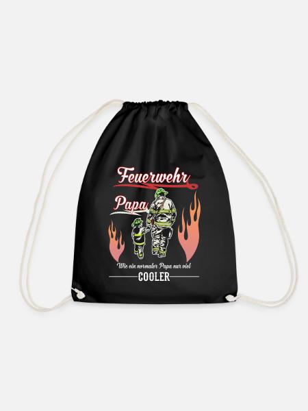 Cooler Feuerwehr Papa Feuerwehrmann Geschenk - Turnbeutel - Schwarz