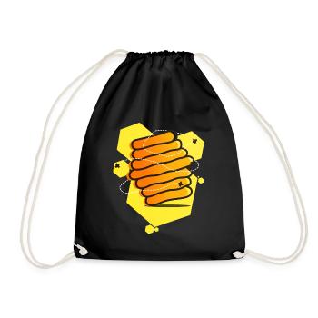 Bee beekeeper honey honey bee - Drawstring Bag - black - Front