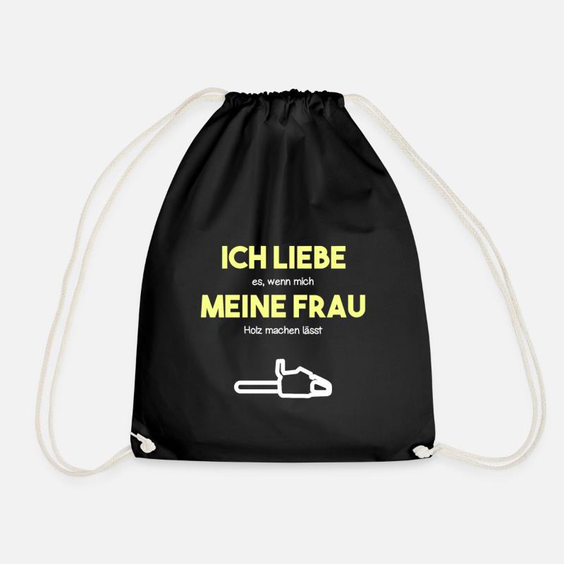 Frau Holz machen Holzfäller männlich - Turnbeutel - Schwarz