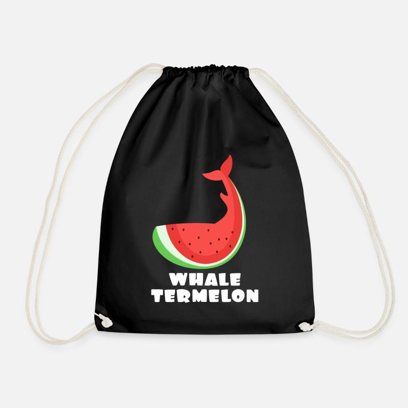 watermelon - Drawstring Bag - black