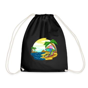 Beach sea vacation pension retirement gift - Drawstring Bag - black - Front