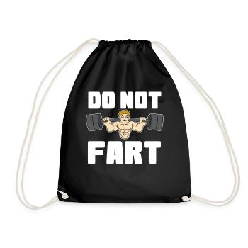 Weight lifting fitness farting athlete gift - Drawstring Bag - black - Front