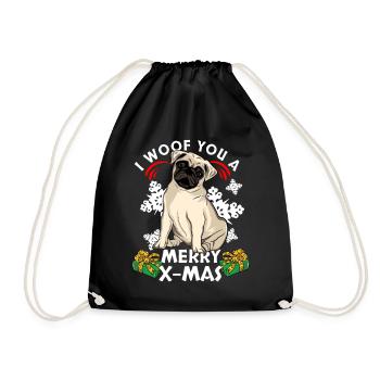 Mops Weihnachten - Turnbeutel - Schwarz - Vorne