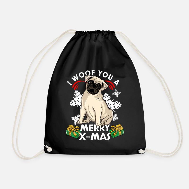 Mops Weihnachten - Turnbeutel - Schwarz