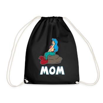 Meerjungfrau Seejungfrau Fischweib Mama Geschenk - Turnbeutel - Schwarz - Vorne
