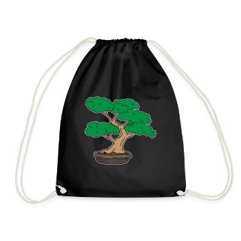 Bonsai tree plants Japan tree cut gift - Drawstring Bag - black - Front